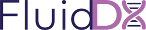 Fluid DX Logo. DX is a stylized version of Diagnostics