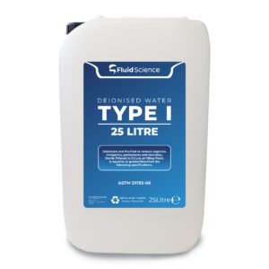 Fluid Science TYPE I Deionised Water - TYPE 1 Deionised Water 25L - Ultra Pure Water