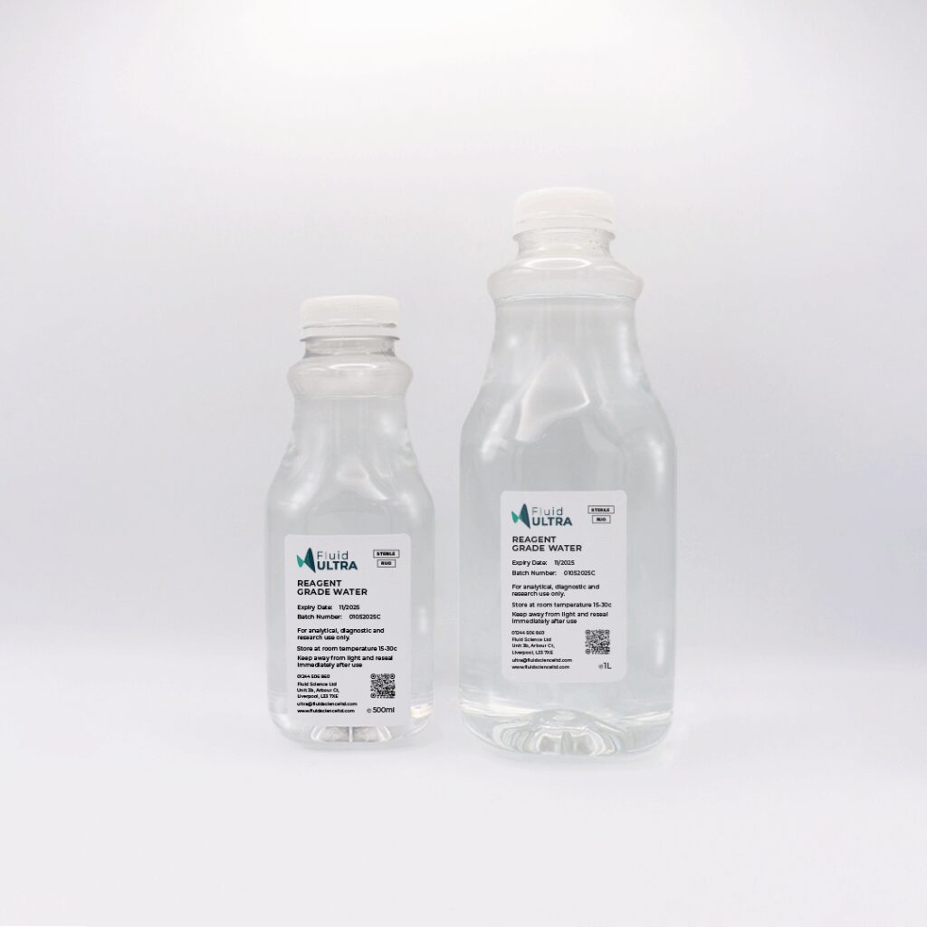 Reagent Water - 500ml - 1000ml - 1L - Reagent Grade Water - Reagent Grade - High Purity Reagents - JPG - Gamma Irradiated